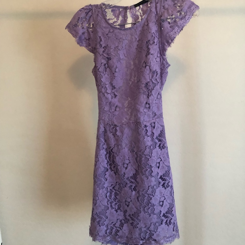 Purple Lace Open Back Dress